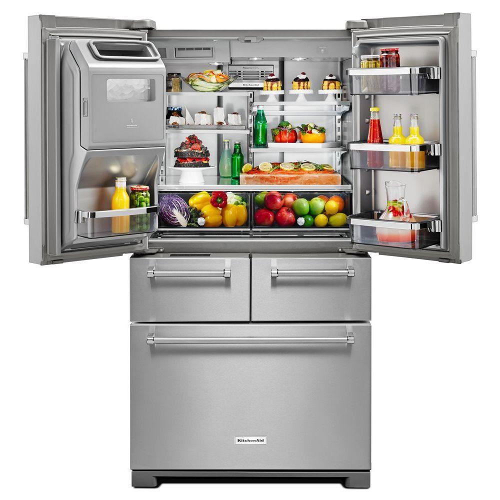 KitchenAid 36 Inch 2576 Cu Ft French Door Refrigerator In Stainless KRMF706ESS KRMF706ESS Coast Appliances